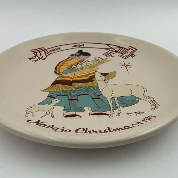 Vtg Navajo Christmas Plate Hand Painted Kay Mallek 1979 9th Issue Ltd Edition - Picture 3 of 7